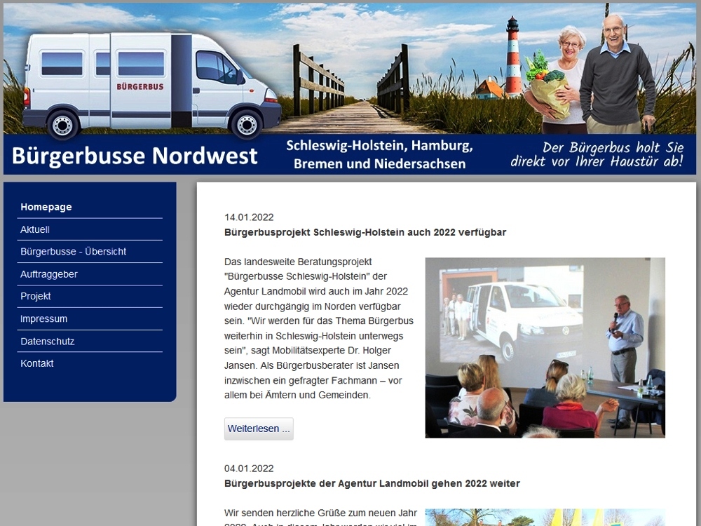 Bürgerbus Nordwest - die Webseite mit aktuellen Informationen zu Bürgerbussen in Schleswig-Holstein, Hamburg, Bremen und Niedersachsen.